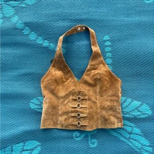 Wilsons Leather Brown Suede Crop Top